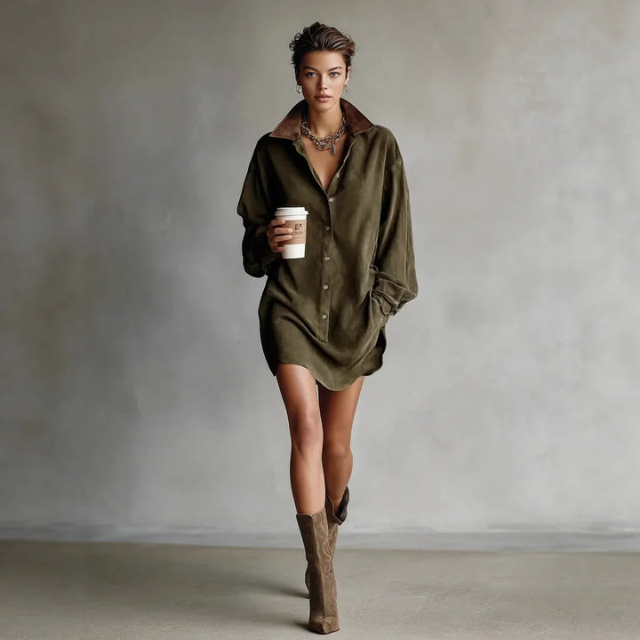 Amira Suede Mini Shirt Dress