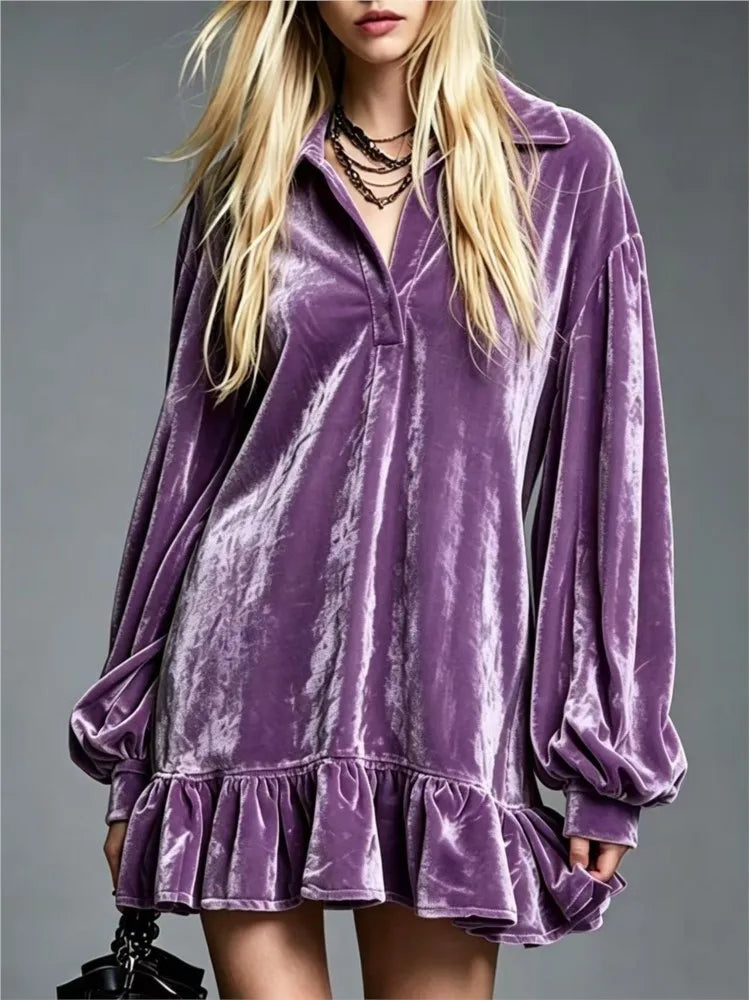 Jordynn Velvet Ruffle Mini Dress