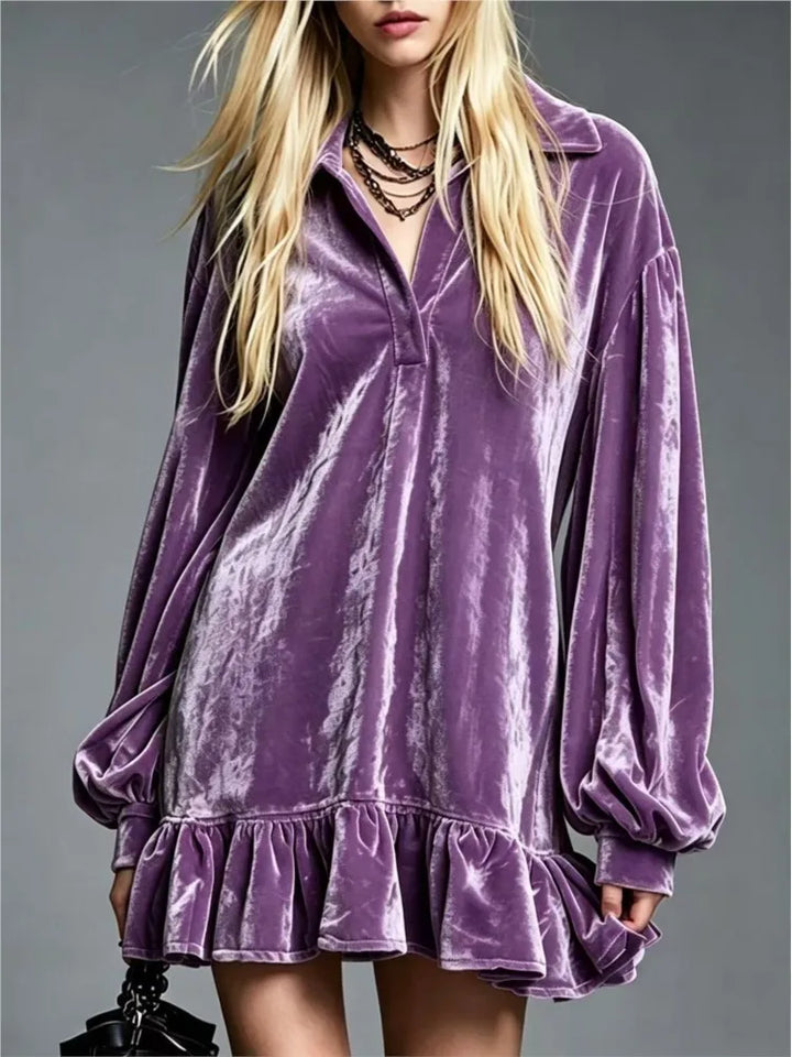 Jordynn Velvet Ruffle Mini Dress
