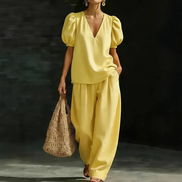 Liora Puff Sleeve Wide Leg Set