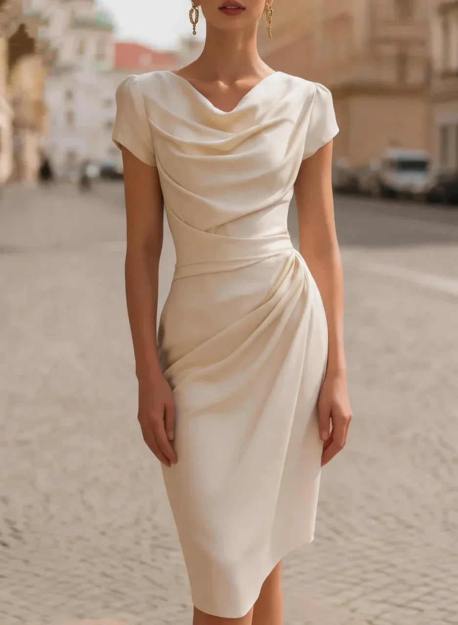 Elise Draped Sheath Midi Dress
