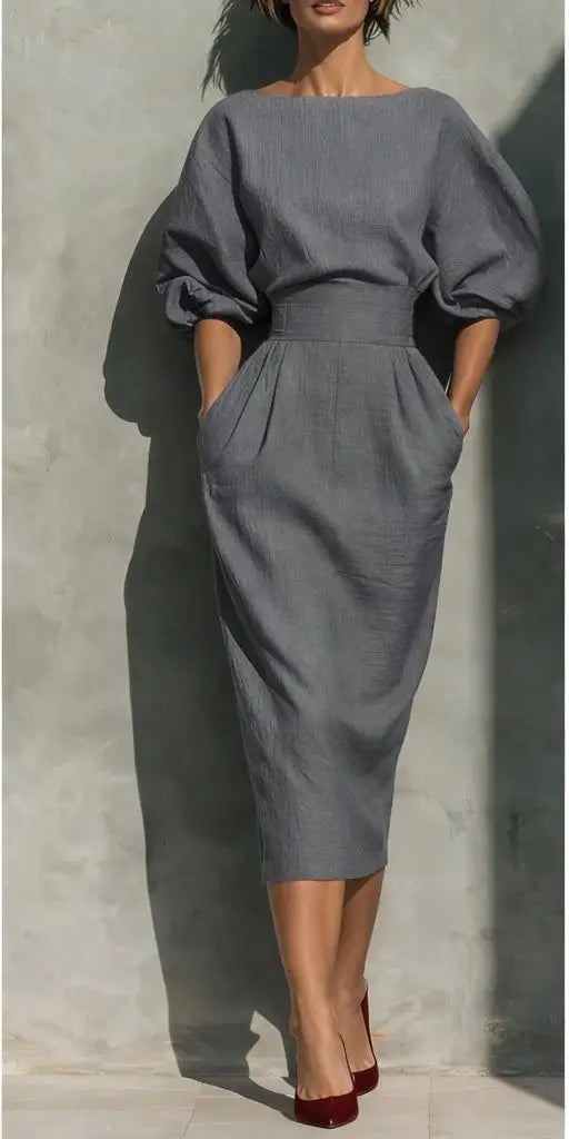 Everly Elegant Linen Midi Dress