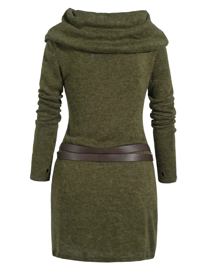 Marigolde Cowl Neck Sweater Dress