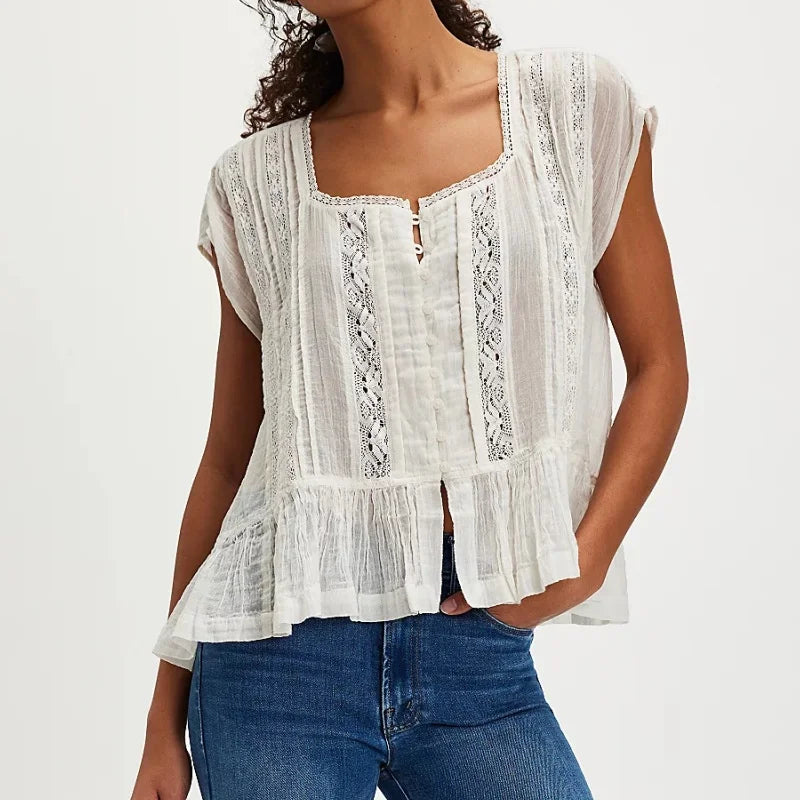 Winnie Ruffle Hem Sleeveless Blouse