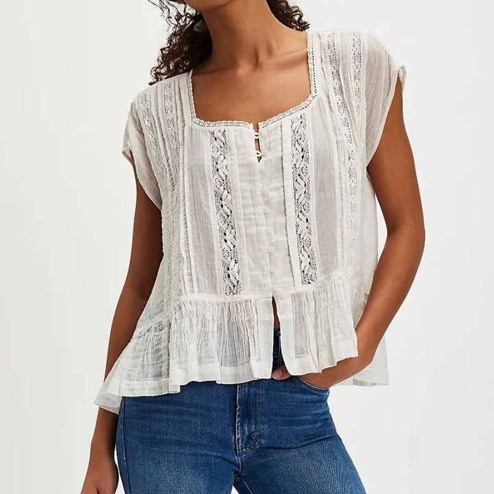 Winnie Ruffle Hem Sleeveless Blouse