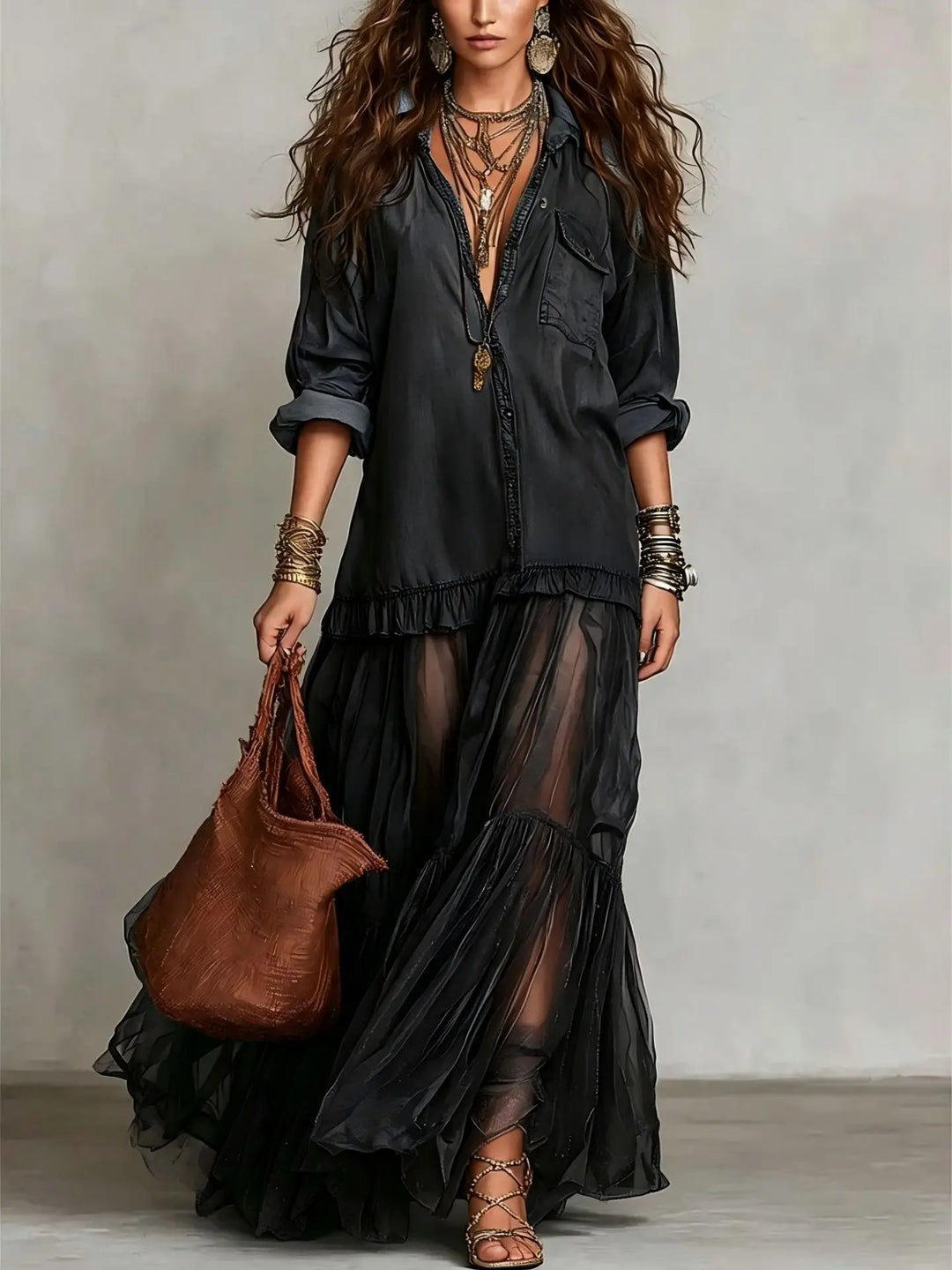 Carla Flowy Denim Maxi Dress