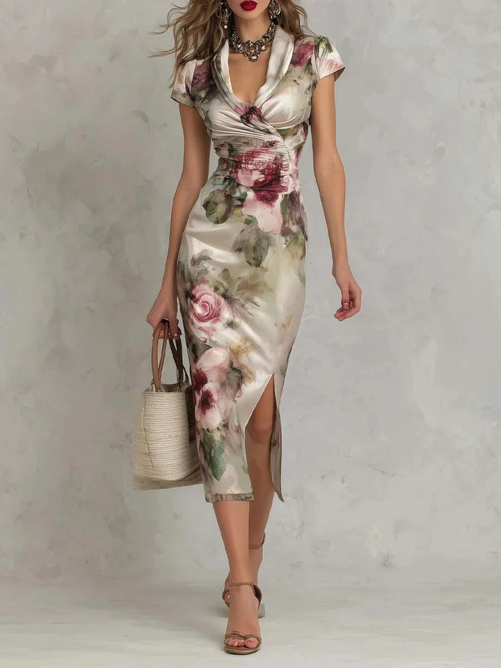 Paloma Floral Figure Flattering Midi Dress