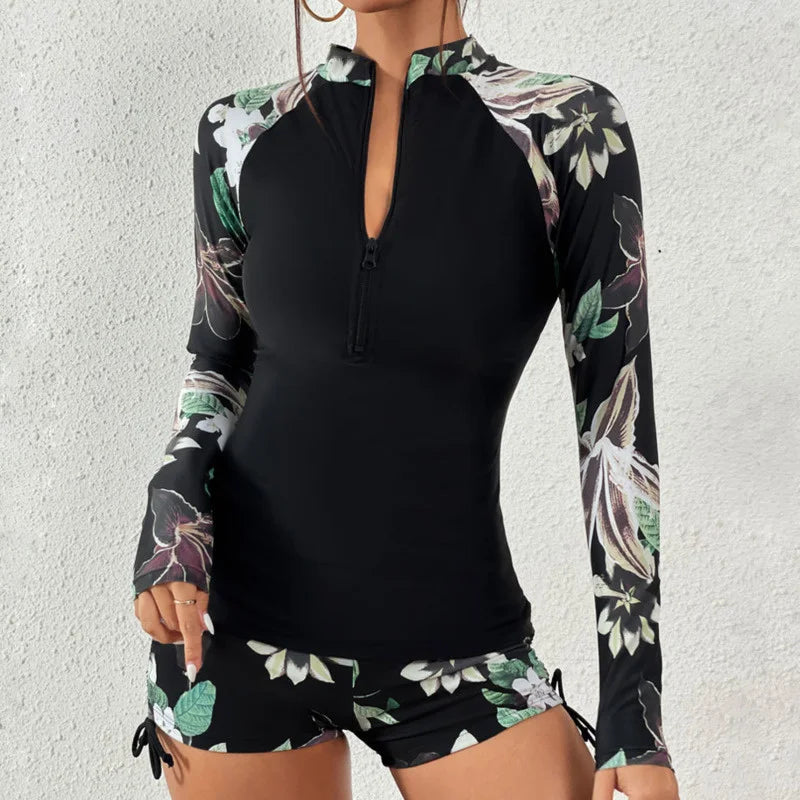 Everly Zip Rash Guard Set
