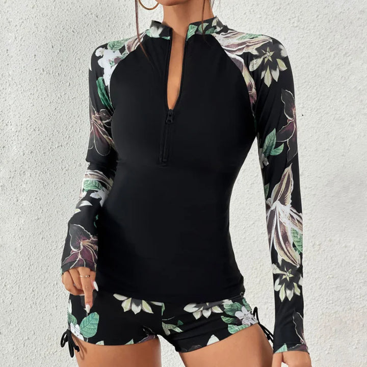 Everly Zip Rash Guard Set