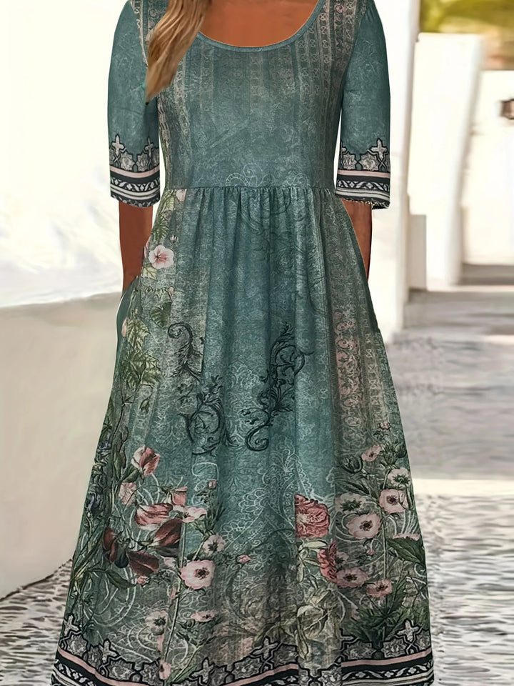Aurelie Bohemian Floral Printed Maxi Dress