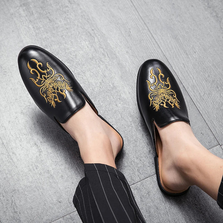 Ian Embroidered Mule Loafers