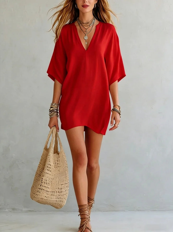 Aviana V Neck Tunic Mini Dress