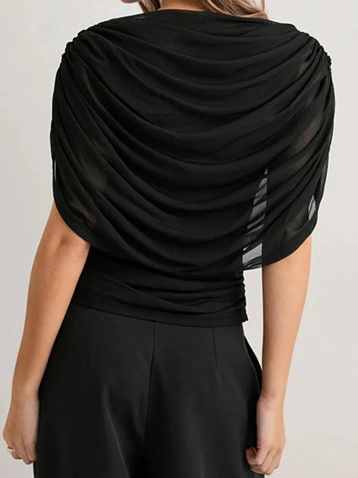 Macey Draped Mesh Blouse