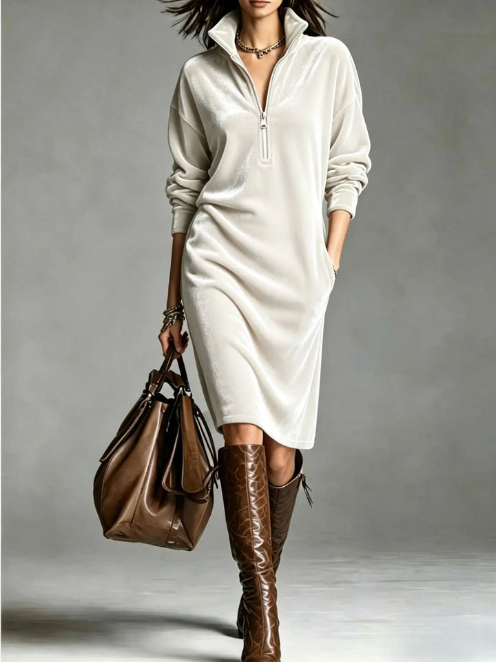 Alessia Half Zip Velvet Dress