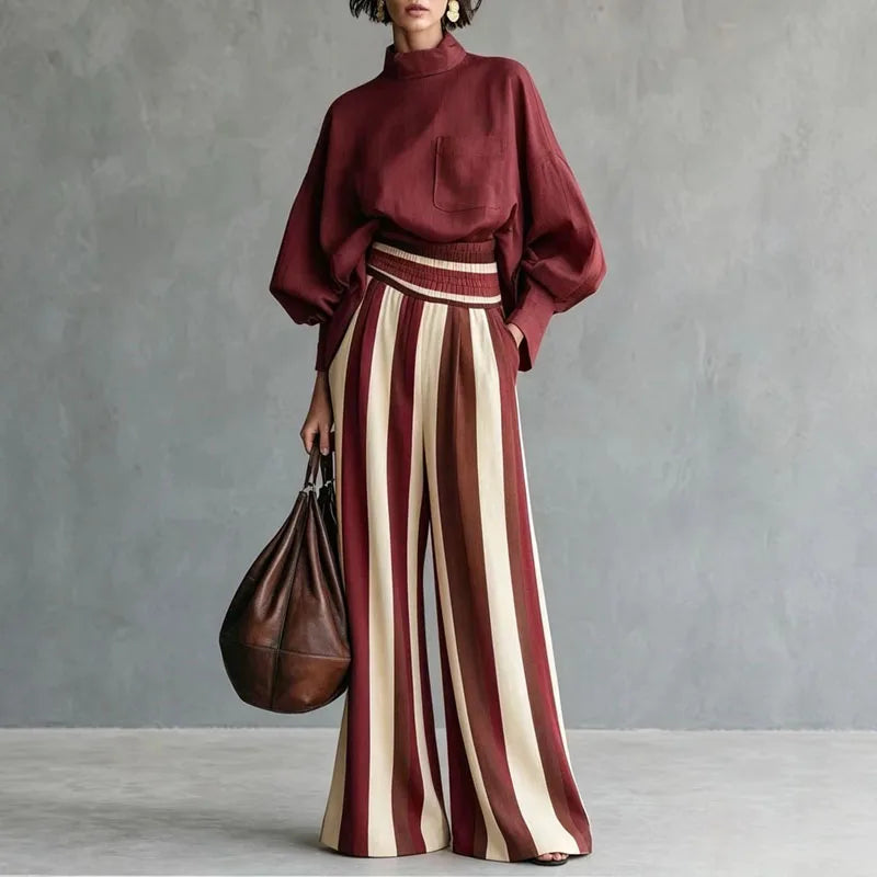 Laureen Relaxed Striped Pant Set
