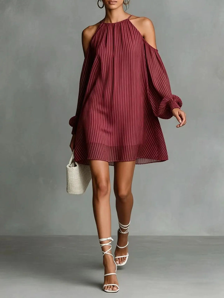Gabrielle Off Shoulder Chiffon Mini Dress