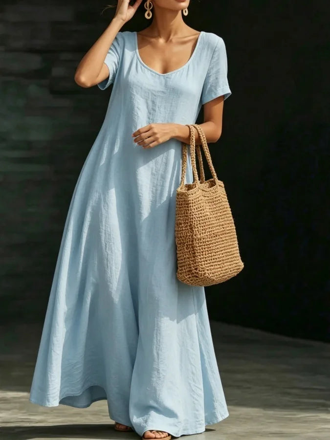 Serenella Casual Loose Fit A Line Maxi Dress