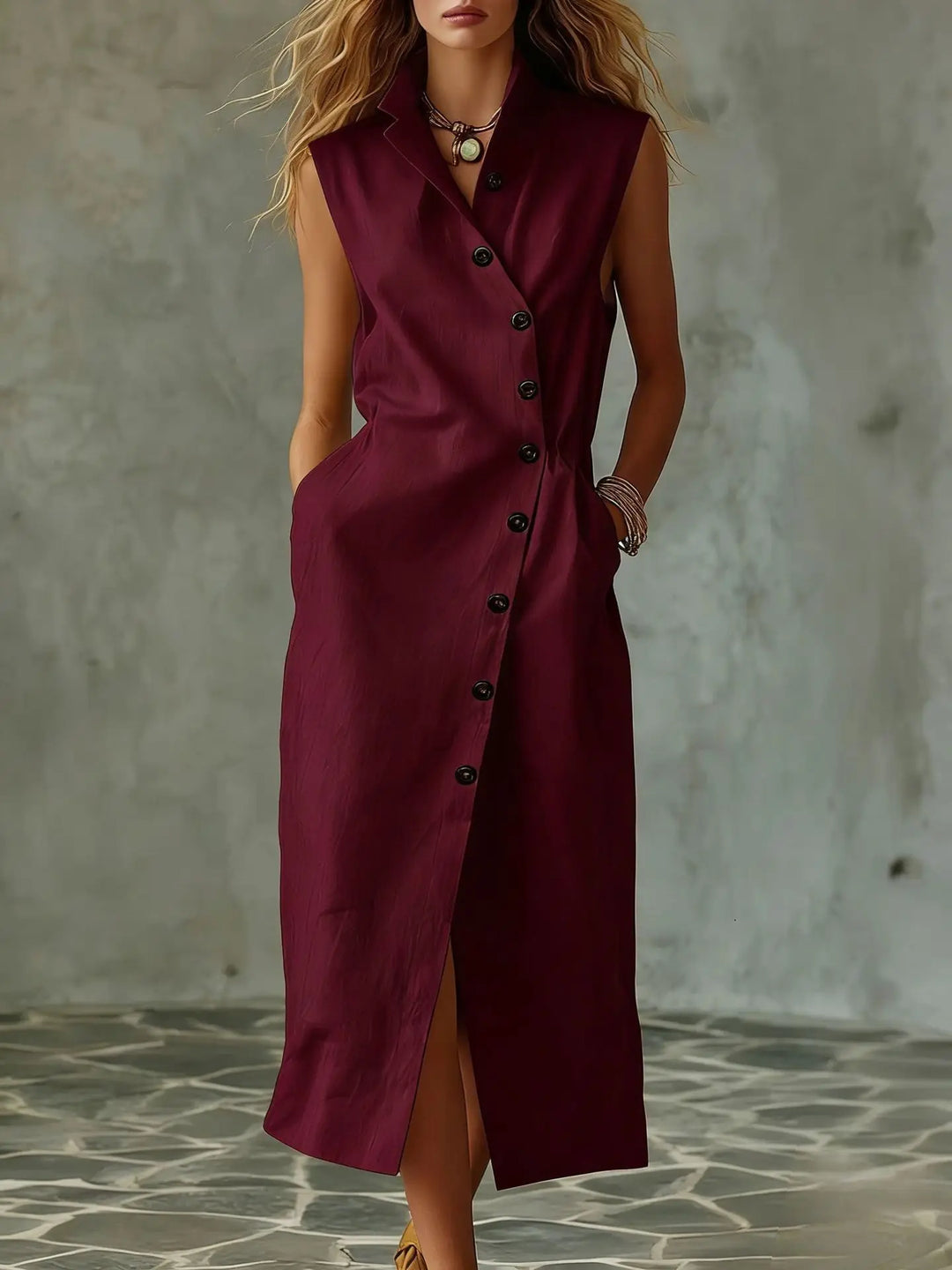 Leanna Button Front Midi Dress