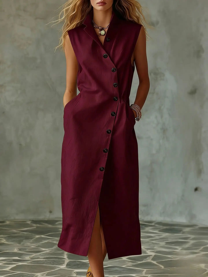 Leanna Button Front Midi Dress