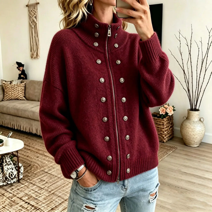 Ermine Button Front Cardigan