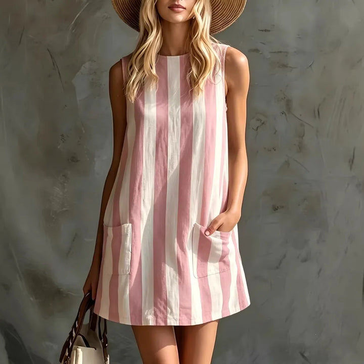 Yasmine Striped Sleeveless Mini Dress