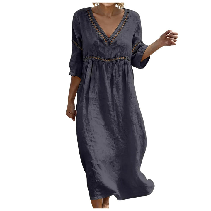 Polina Embellished V Neck Boho Maxi Dress