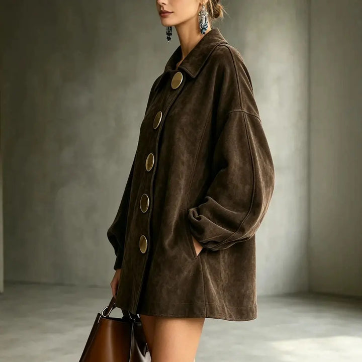 Hazel Button Front Suede Jacket