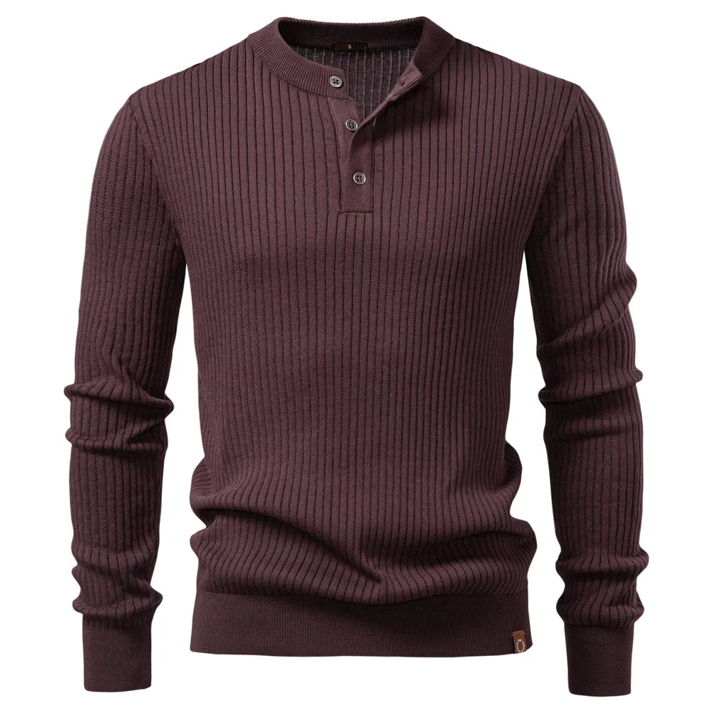 Gareth Ribbed Knit Henley