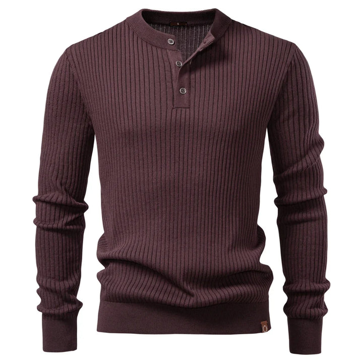Gareth Ribbed Knit Henley