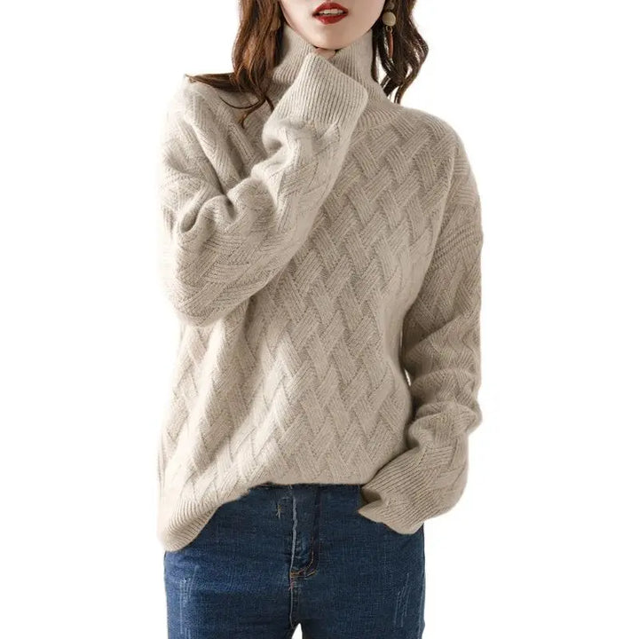 Amelia Basketweave Turtleneck Sweater