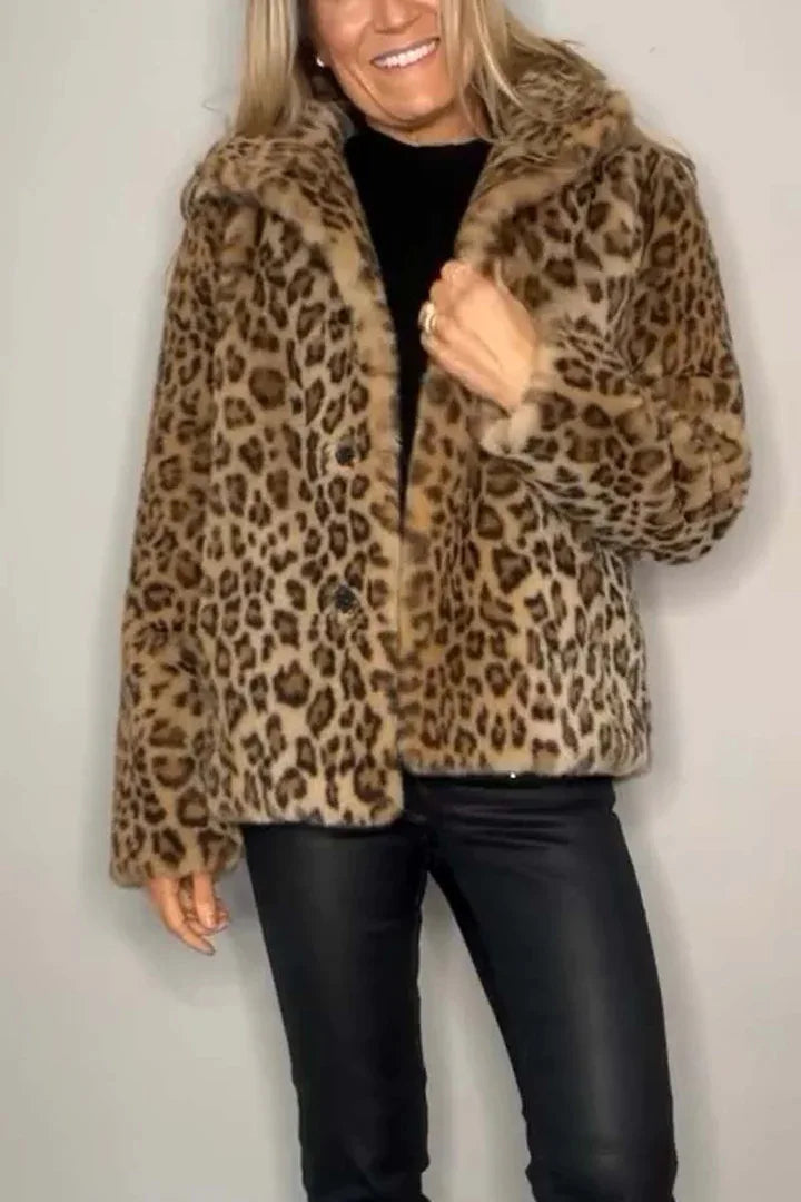 Adair Turn Down Leopard Coat