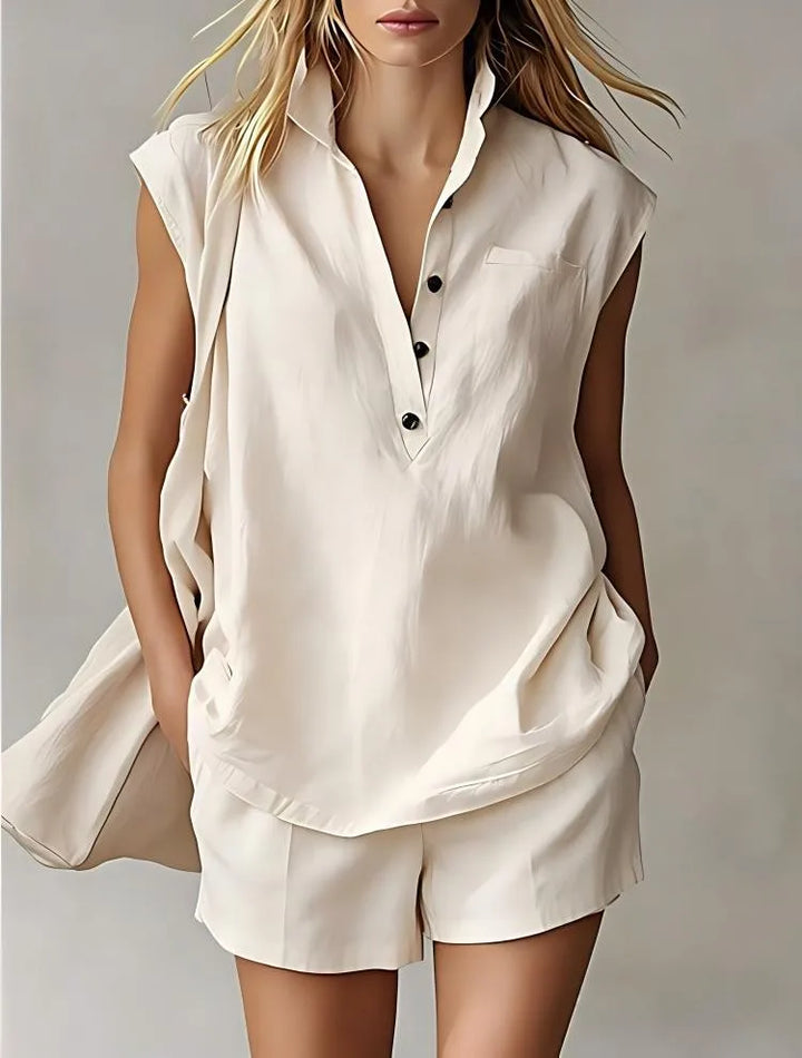 Saria Breathable Cotton Linen Shorts Set
