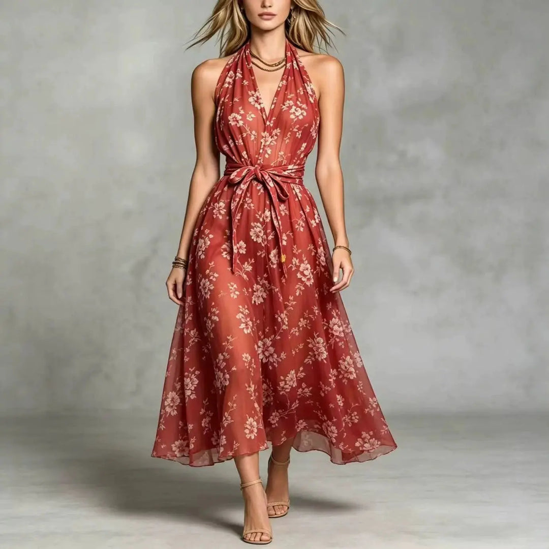 Marceline Bohemian Floral Print Wedding Guest Dress