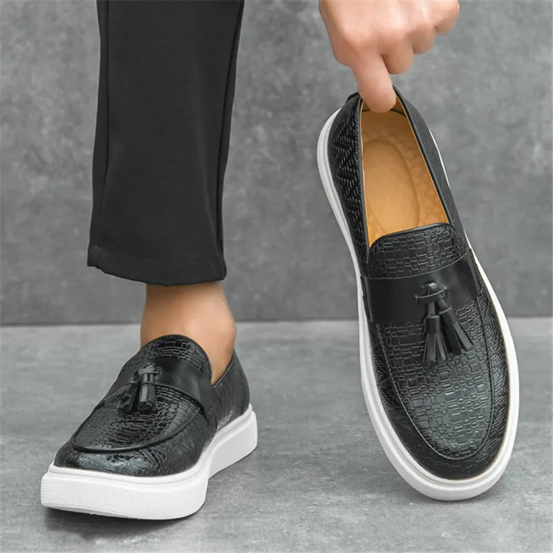 Andrew Textured Tassel Loafers