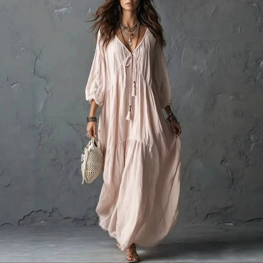 Nora Tassel Tie Maxi Dress