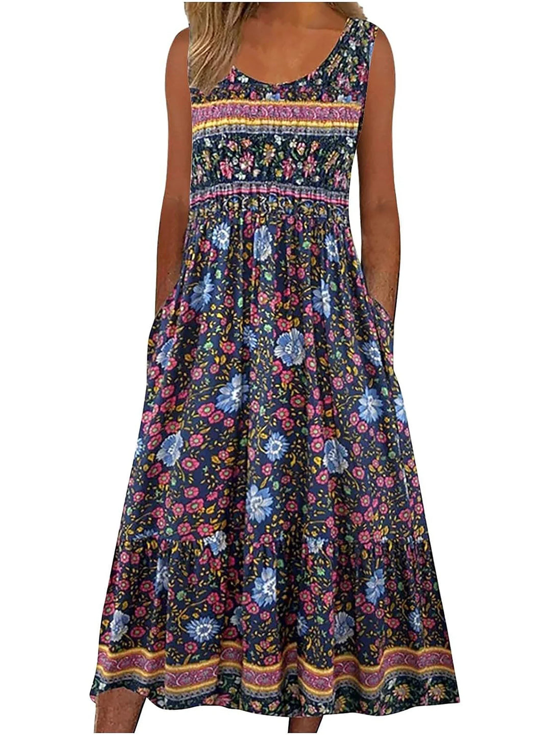 Soravie Boho Floral Midi Dress
