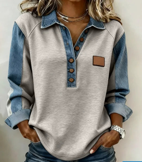 Rosie Denim Trim Blouse