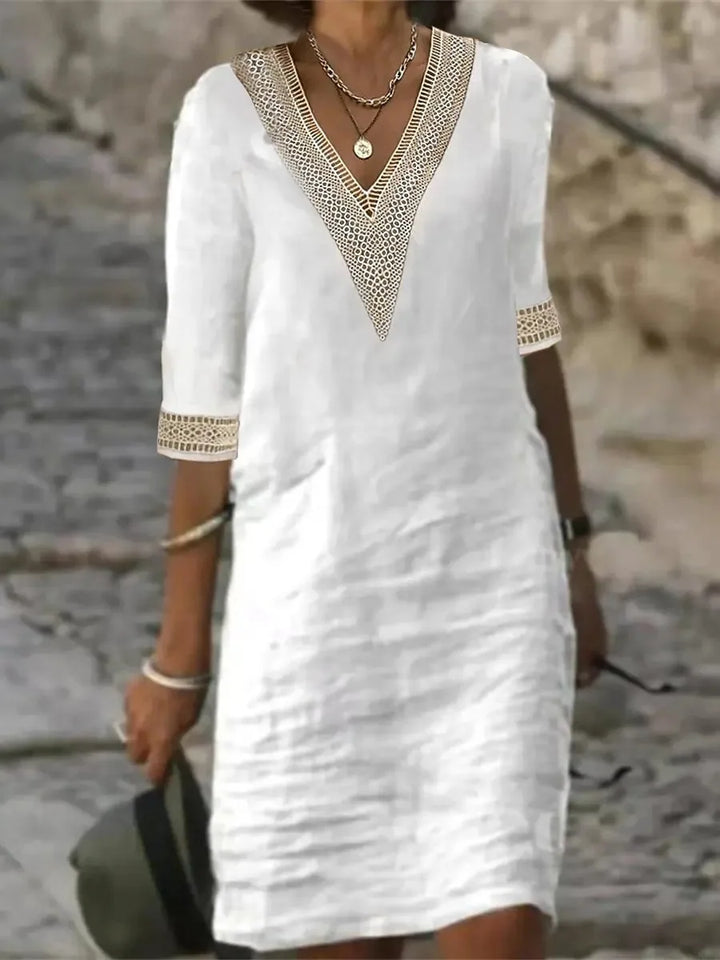 Louise V Neck Casual Mini Dress