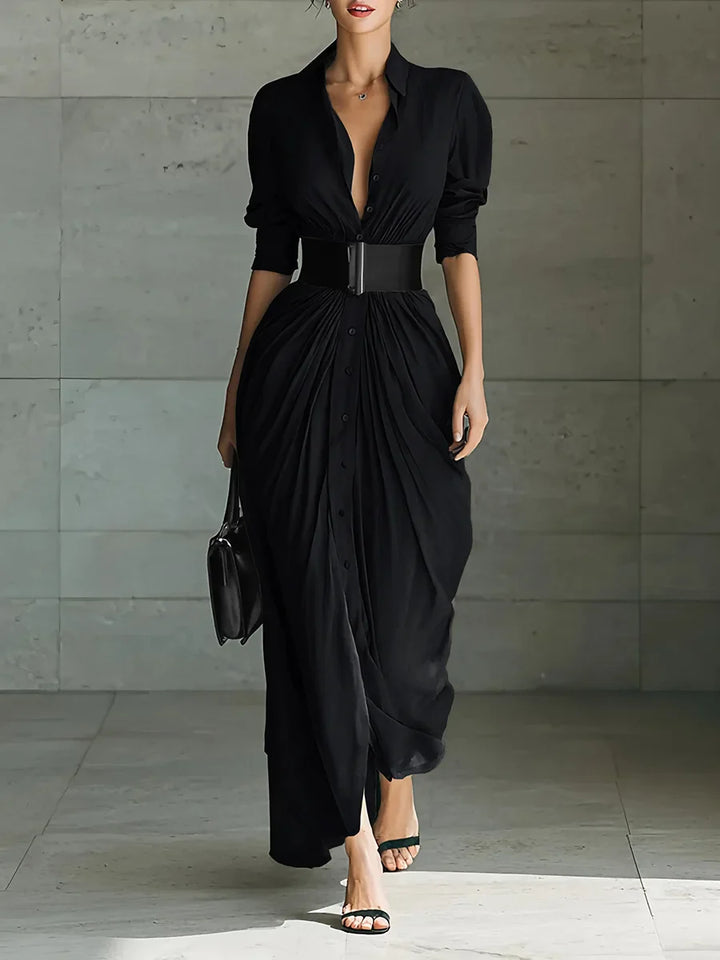 Elodie Flowy Long Shirt Dress