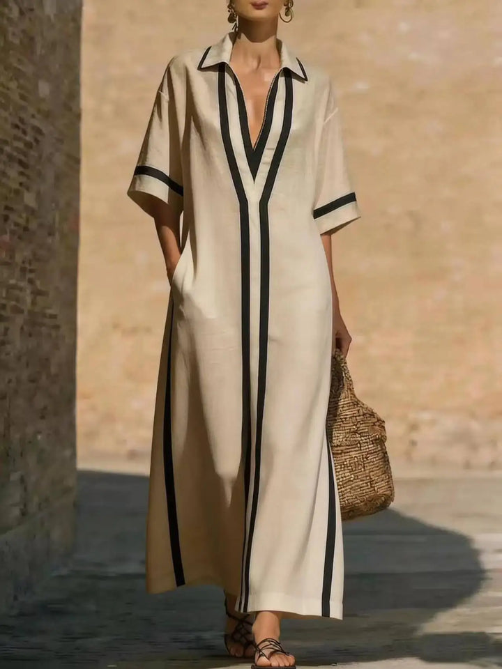 Aveline V Neck Shirt Long Dress