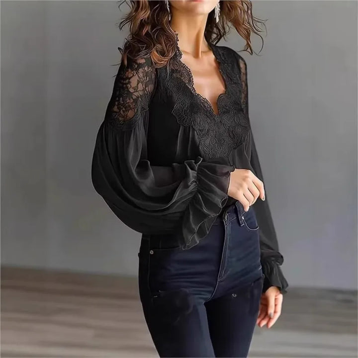 Rosie Lace Trim Chiffon Blouse