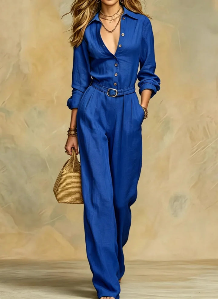 Perla Belted Button Jumpsuit