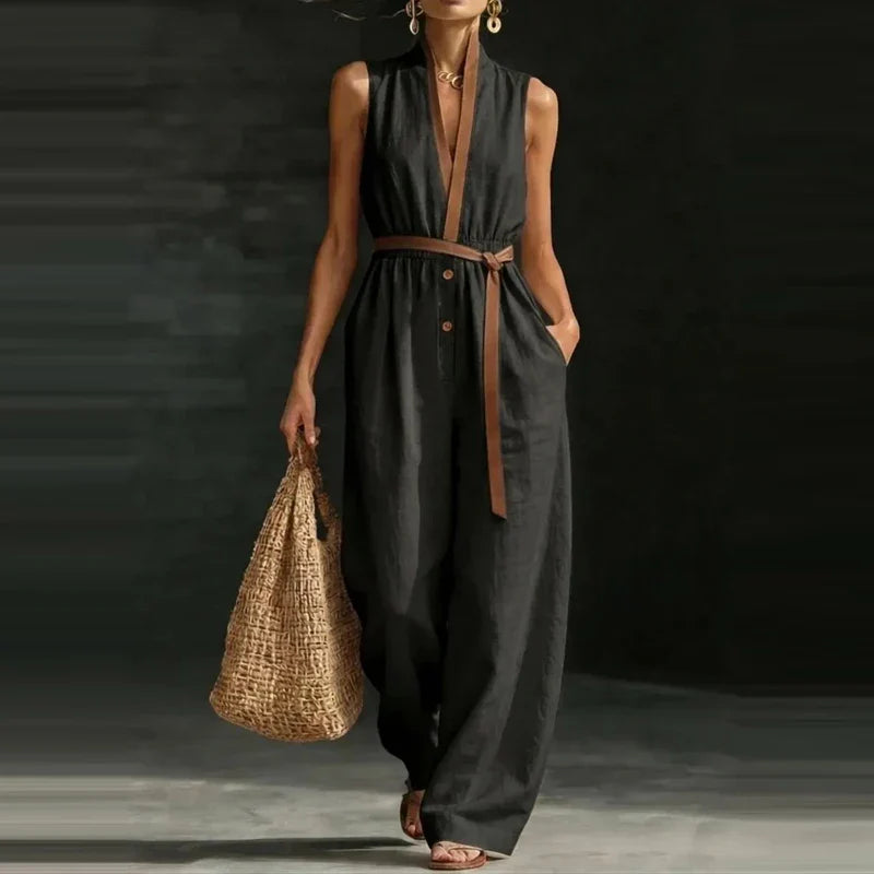Amelie V Neck Wide Leg Jumpsuit