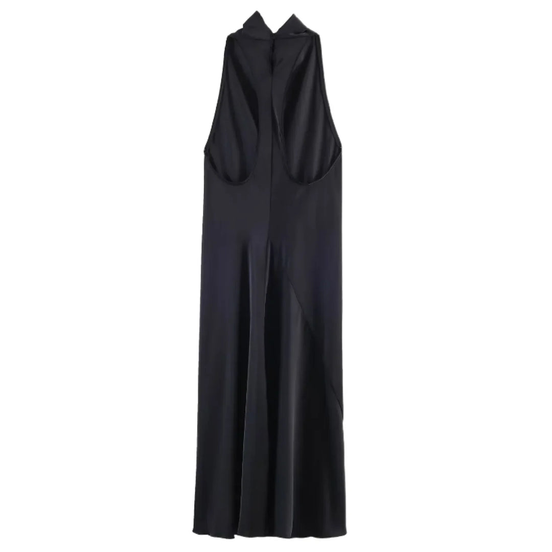 Breanna Satin Halter Maxi Dress