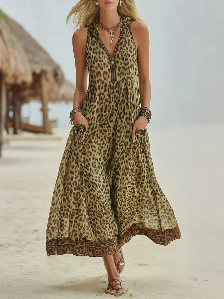 Amanda Flowy Leopard Maxi Dress