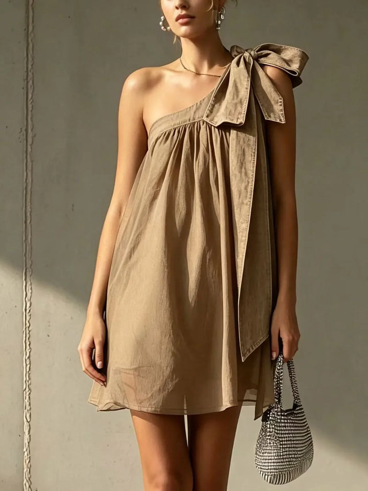 Alessa Bow Detail One Shoulder Mini Dress