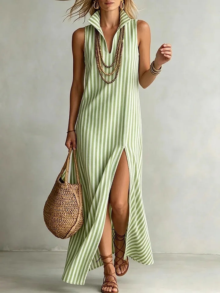 Eveloria Striped Slit Maxi Dress