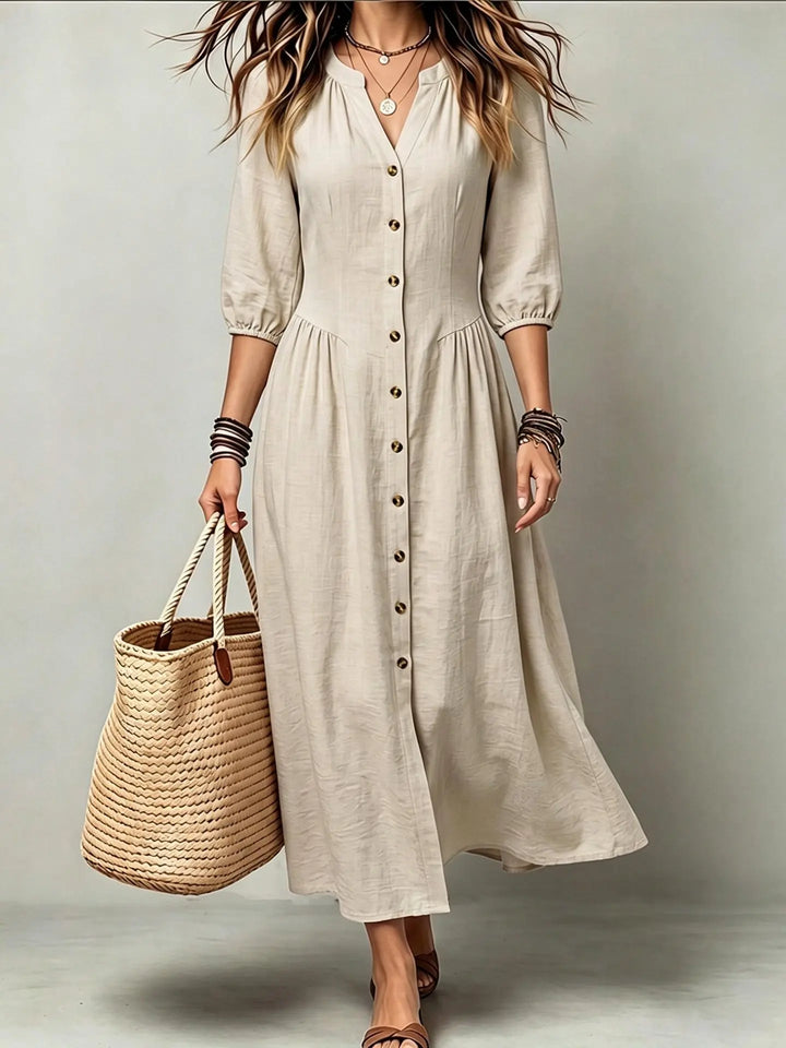 Adeline Button Front Maxi Dress