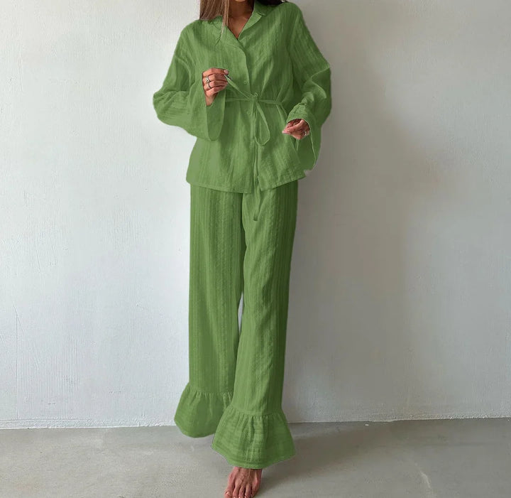 Kate Ruffle Trim Pajama Set