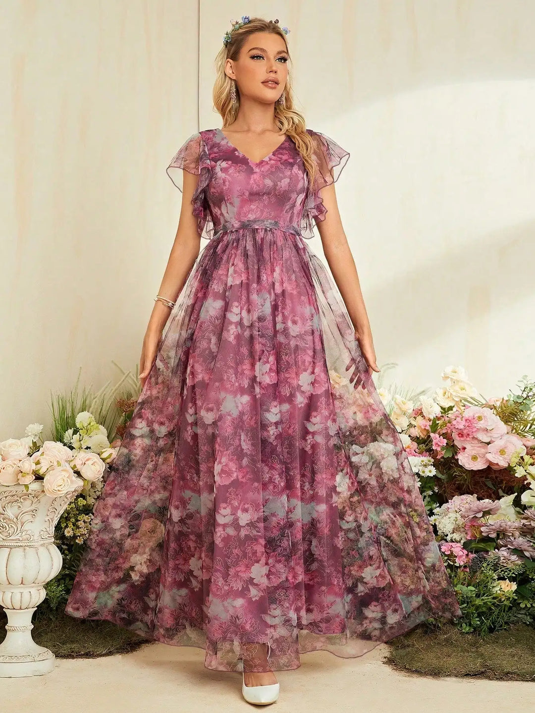 Tessa Ruffle Wedding Guest Dress